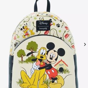 Loungefly Disney Mickey & Pluto Mini Backpack - Cream and Black Sold Out!
